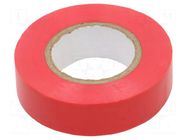 Tape: electrical insulating; W: 19mm; L: 20m; Thk: 0.13mm; red; 200% IPT