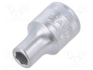 Socket; 6-angles,socket spanner; HEX 8mm; 1/2"; 38mm; short 