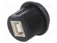 Socket; USB B; for panel mounting,screw; THT; straight; USB 2.0 AMPHENOL LTW