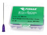 Needle: steel; 2"; Size: 21; straight; 510um; Body: purple FISNAR