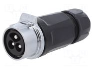 Connector: circular; plug; size 28; 02; male; PIN: 3; 500V; Quicklock LUTRONIC