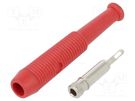 Socket; 2mm banana; 6A; 60VDC; Overall len: 39mm; red; on cable HIRSCHMANN T&M