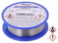 Tin; lead-based; Sn60Pb40; 0.8mm; 100g; reel; 190°C; 2.5%; Flux: SW26 CYNEL