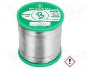 Soldering wire; Sn97Ag3; 0.7mm; 500g; lead free; reel; 221°C; tin BROQUETAS