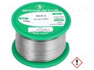 Tin; lead free; Sn97Ag3; 1mm; 100g; reel; 221°C; Flux: SW26 BROQUETAS