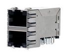 RJ45 CONN, R/A JACK, 8P8C, 2STACKED, TH