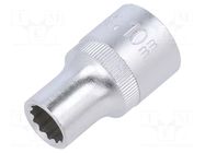 Socket; 12-angles,socket spanner; 10mm; 1/2"; Plating: chromium C.K