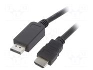 Cable; DisplayPort plug,HDMI plug; PVC; 3D,Full HD 1080p; 5m GEMBIRD