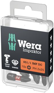 851/1 IMP DC PH DIY Impaktor PH bits, 10 x PH 3x25, Wera