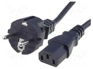 Cable; 3x1mm2; CEE 7/7 (E/F) plug,IEC C13 female; PVC; 2.5m; 10A SCHURTER