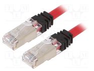 Patch cord; S/FTP,TX6A™ 10Gig; 6a; stranded; Cu; LSZH; red; 0.5m PANDUIT