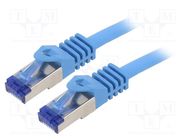 Patch cord; S/FTP; 6a; stranded; Cu; LSZH; blue; 1m; 26AWG; -20÷75°C LOGILINK