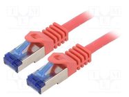 Patch cord; S/FTP; 6a; stranded; Cu; LSZH; red; 2m; 26AWG; -20÷75°C LOGILINK