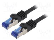 Patch cord; S/FTP; 6a; stranded; Cu; LSZH; black; 10m; 26AWG LOGILINK