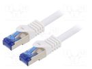 Patch cord; S/FTP; 6a; stranded; Cu; LSZH; white; 0.5m; 26AWG LOGILINK