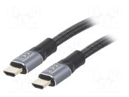 Cable; HDMI plug,both sides; textile; 10m; black; HDMI 2.0; 26AWG GEMBIRD