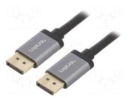 Cable; DisplayPort plug,both sides; DisplayPort 1.2,HDCP 1.3 LOGILINK