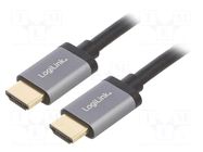 Cable; HDMI plug,both sides; 1m; black; HDMI 2.0; aluminium LOGILINK