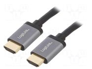 Cable; HDMI plug,both sides; HDMI 2.0; 2m; black; aluminium LOGILINK