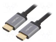 Cable; HDMI plug,both sides; HDMI 2.0; 5m; black; aluminium LOGILINK