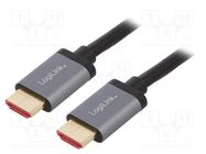 Cable; HDMI 2.1; HDMI plug,both sides; 2m; black LOGILINK