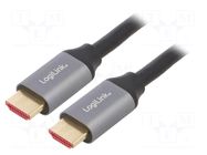 Cable; HDMI plug,both sides; HDMI 2.1; 3m; black; aluminium LOGILINK