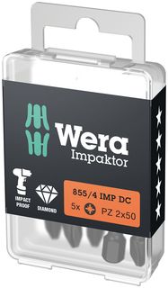 855/4 IMP DC PZ DIY Impaktor bits, 5 x PZ 3x50, Wera