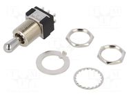 Switch: toggle; Pos: 3; DPDT; ON-ON-ON; 6A/125VAC; 6A/6VDC; MTG; 20mΩ KNITTER-SWITCH