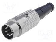 Plug; DIN; male; PIN: 7; Layout: 270°; straight; for cable; soldering DELTRON