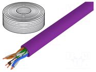Wire; U/UTP; 4x2x23AWG; 6; wire; Cu; Insulation: LSZH; violet; 50m DIGITUS