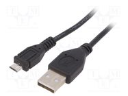 Cable; USB 2.0; USB A plug,USB B micro plug; gold-plated; 0.5m GEMBIRD