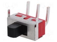 Switch: slide; Pos: 2; SPDT; 2A/250VAC; 5A/28VDC; ON-ON; THT; 10mΩ E-SWITCH