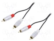 Cable; RCA plug x2,both sides; 1m; Plating: gold-plated; black QOLTEC