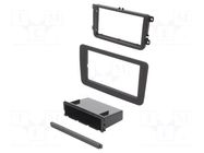 Radio frame; Seat,VW,Škoda; 2 DIN; black/rubber-touch ACV