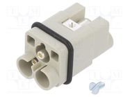 Connector: HDC; contact insert; male; Han Q; PIN: 3; 2P+PE; size 3A HARTING