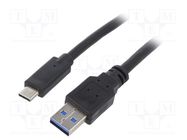 Cable; USB 3.0; USB A plug,USB C plug; gold-plated; 1.8m; black GEMBIRD