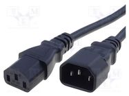 Cable; 3x1mm2; IEC C13 female,IEC C14 male; PVC; 1m; black; 10A SCHURTER