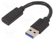 Adapter; USB 3.1; USB A plug,USB C socket; 0.1m; black; black GEMBIRD
