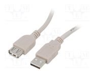 Cable; USB 2.0; USB A socket,USB A plug; gold-plated; 3m; beige GEMBIRD