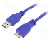 Cable; USB 3.0; USB A plug,USB B micro plug; 0.5m; blue GEMBIRD