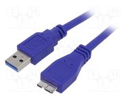 Cable; USB 3.0; USB A plug,USB B micro plug; 1.8m; blue GEMBIRD