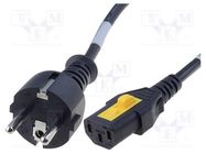 Cable; 3x1mm2; CEE 7/7 (E/F) plug,IEC C13 female; PVC; 2m; black 