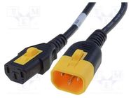 Cable; 3x1mm2; IEC C13 female,IEC C14 male; PVC; 2m; with locking SCHURTER