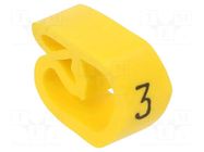 Markers; Marking: 3; 8÷16mm; PVC; yellow; -30÷80°C; leaded; CLI C WEIDMÜLLER