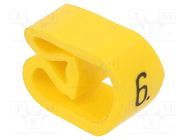 Markers; Marking: 6; 8÷16mm; PVC; yellow; -30÷80°C; leaded; CLI C WEIDMÜLLER
