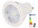 LED lamp; cool white; GU10; 220/240VAC; 480lm; P: 7W; 38°; 6400K V-TAC