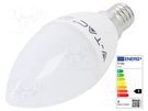 LED lamp; neutral white; E14; 220/240VAC; 600lm; P: 7W; 200°; 4000K V-TAC