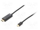 Cable; DisplayPort 1.2; HDMI plug,mini DisplayPort plug; PVC GEMBIRD