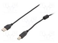 Cable; USB 2.0; USB A plug,USB B plug; gold-plated; 1.8m; black GEMBIRD