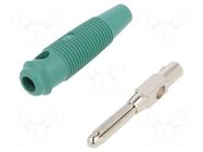 Connector: 4mm banana; plug; 16A; 60VDC; green; non-insulated; 3mΩ HIRSCHMANN T&M